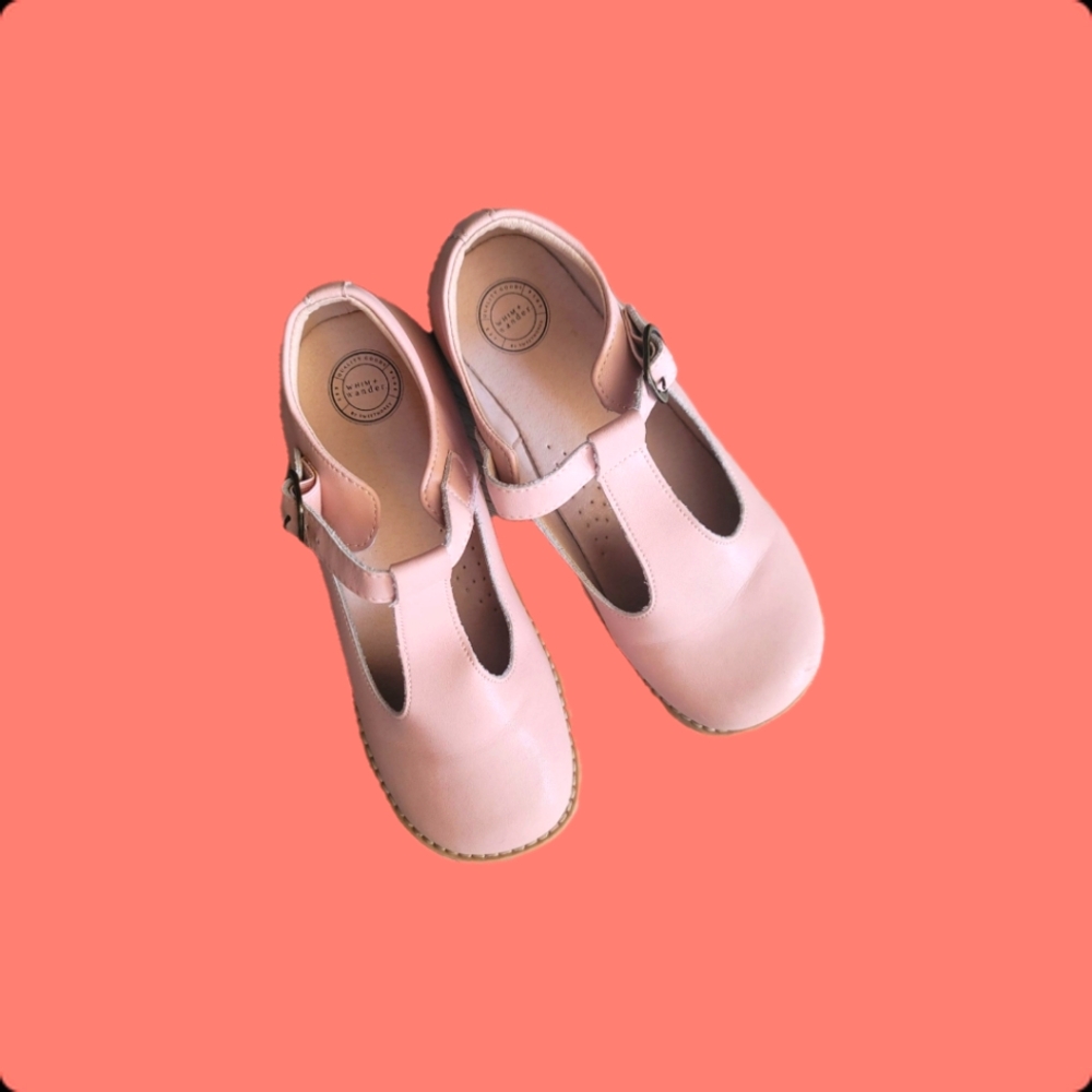 Whim + Wander By SweetHoney Light Pink Leather T-Strap Maryjane Loafers 3Y